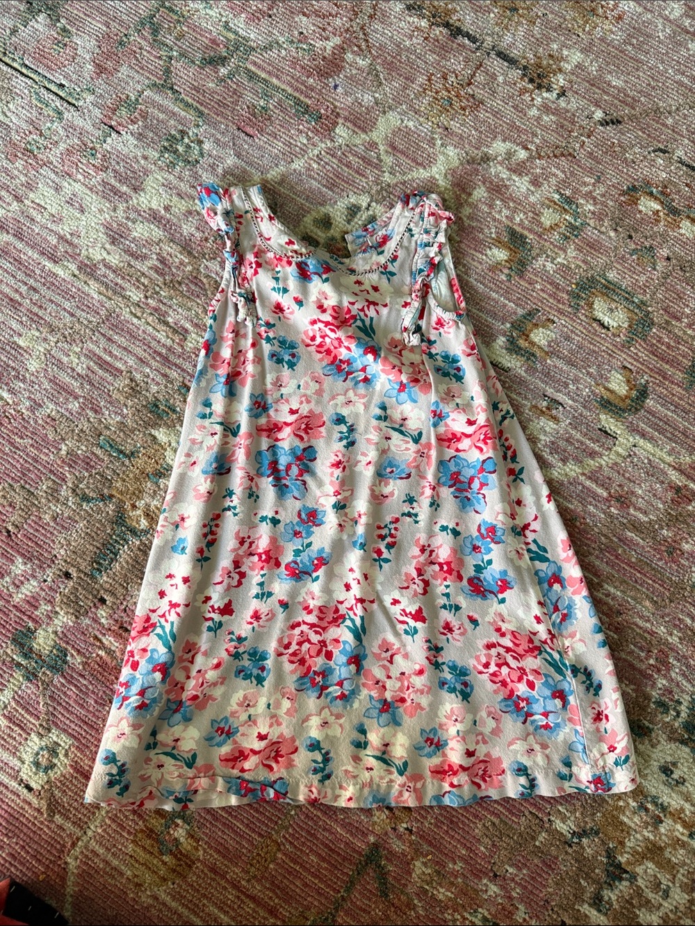 Cath Kidston White Dress with Pink & Blue Floral Print
